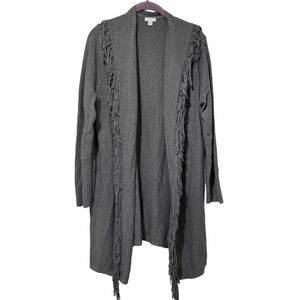 J. Jill Gray Open-Front Fringe Knit Cardigan